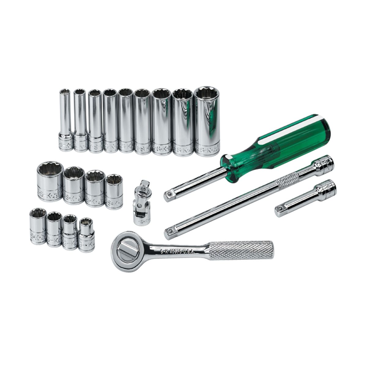 1/4 Inch Drive 12 Pt Std & Deep Fractional SAE Socket Set 22 Pc