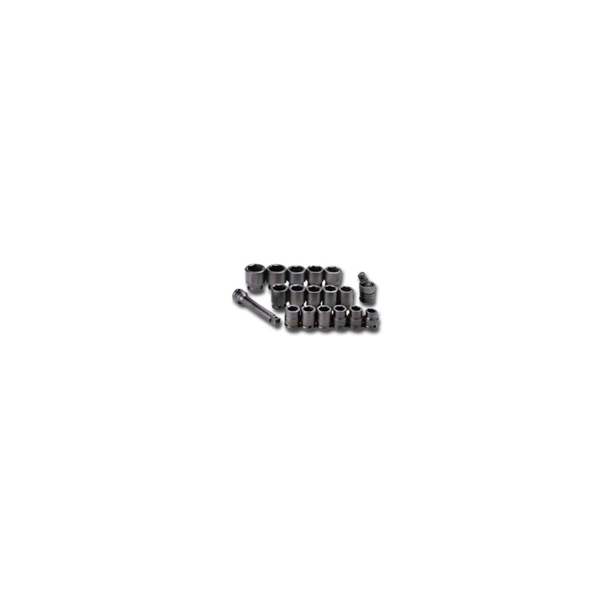3/4 In Dr 6 Pt Std Metric Impact Socket Set - 18 Pc