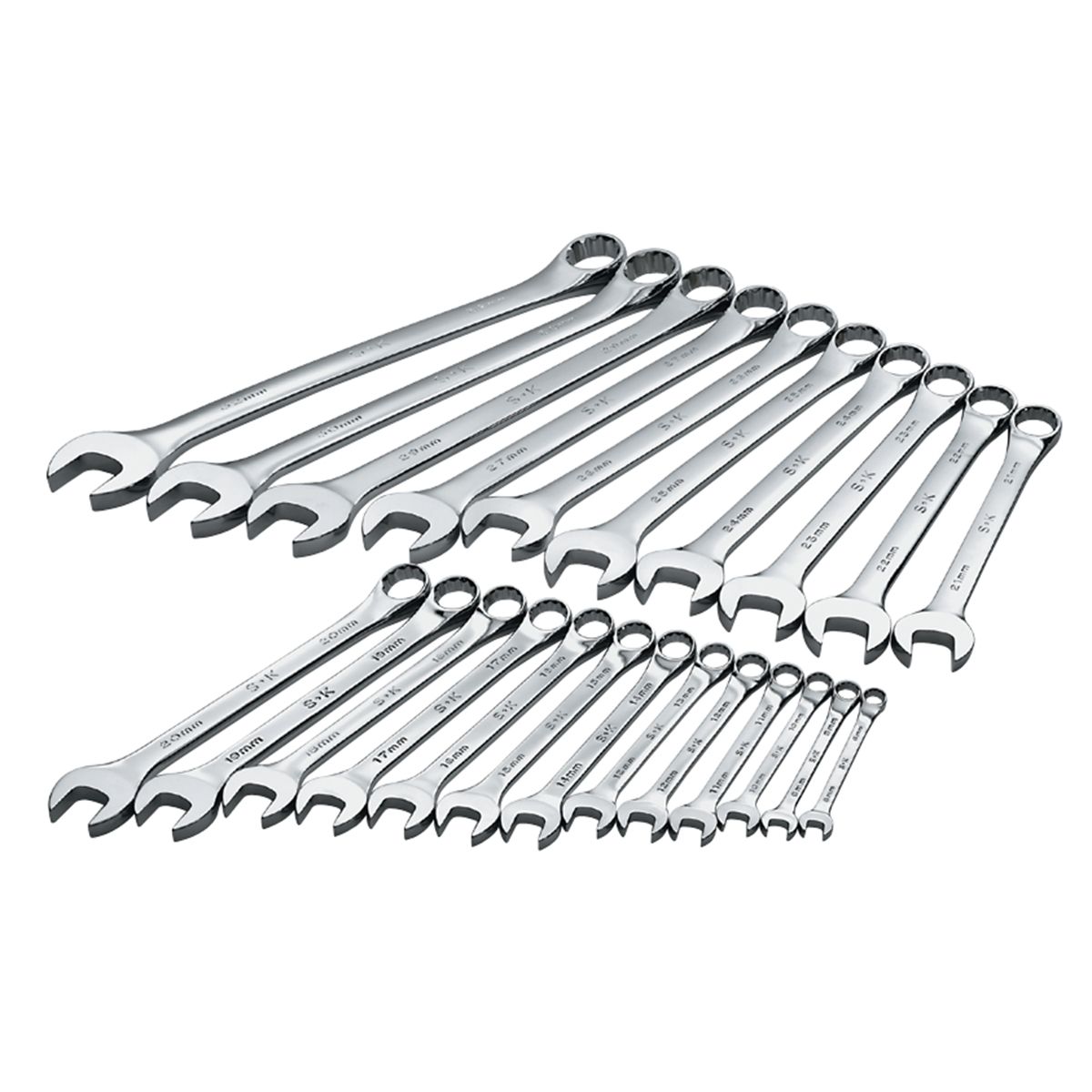 SK 86225 SuperKrome 12 Pt Metric Combination Wrench Set - 23 Pie