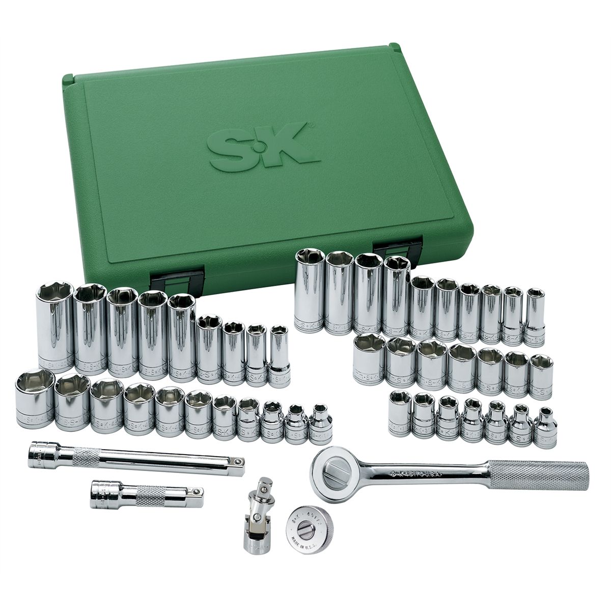 3/8 In Drive 6 Point Fractional Metric Socket Set w/ Swivel Univ