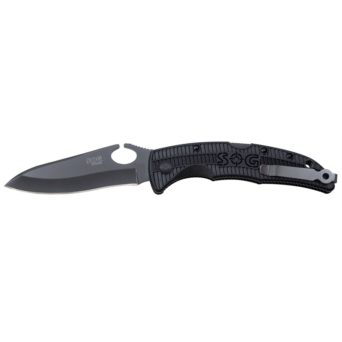 SOGzilla Small Folding Pocket Knife - Black TiNi