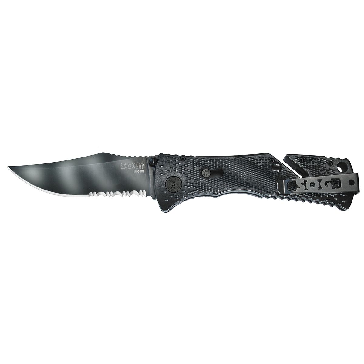 TRIDENT FOLDER WITH TIGER STRIPED 1/2 SERRATED