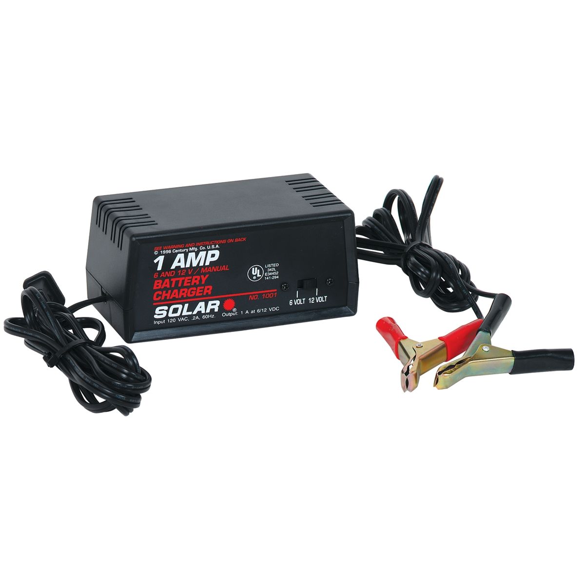 Manual Small-Engine Battery Charger 1 Amp, 6/12 Volt