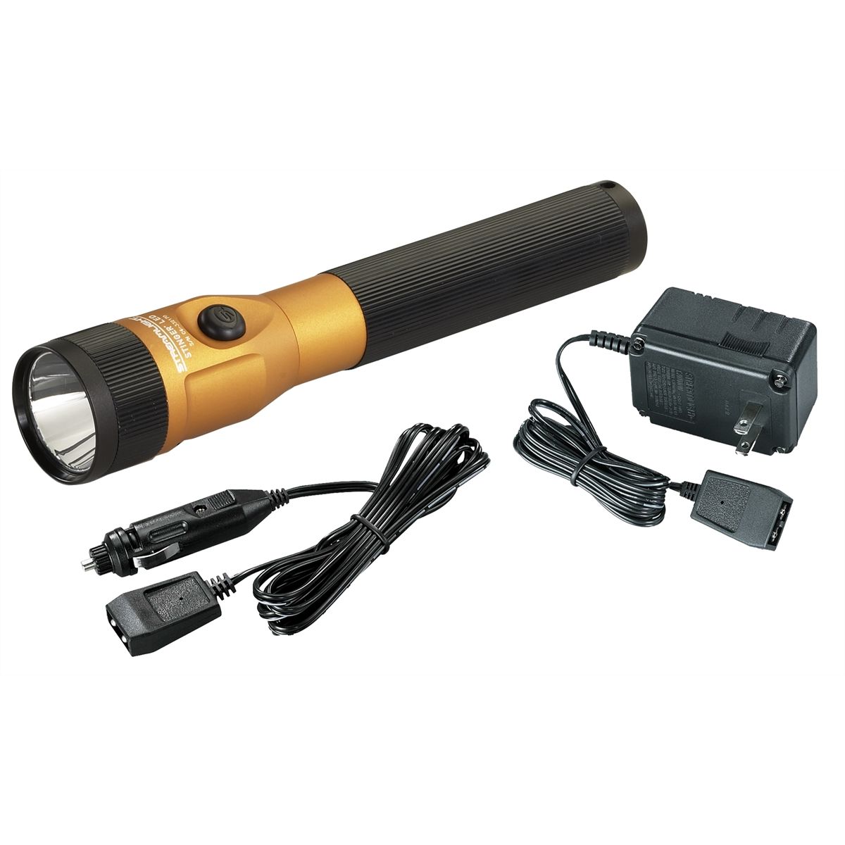 Stinger LED Rechargeable Flashlight w AC/DC, PiggyBack - Orange