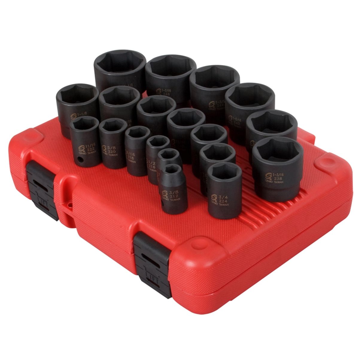 1/2 In Drive SAE Impact Socket Set - 19-Pc