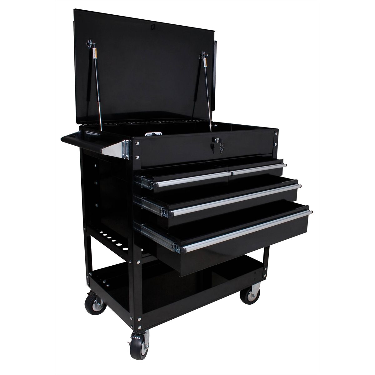 4 Drawer Locking Top Service Cart - Black