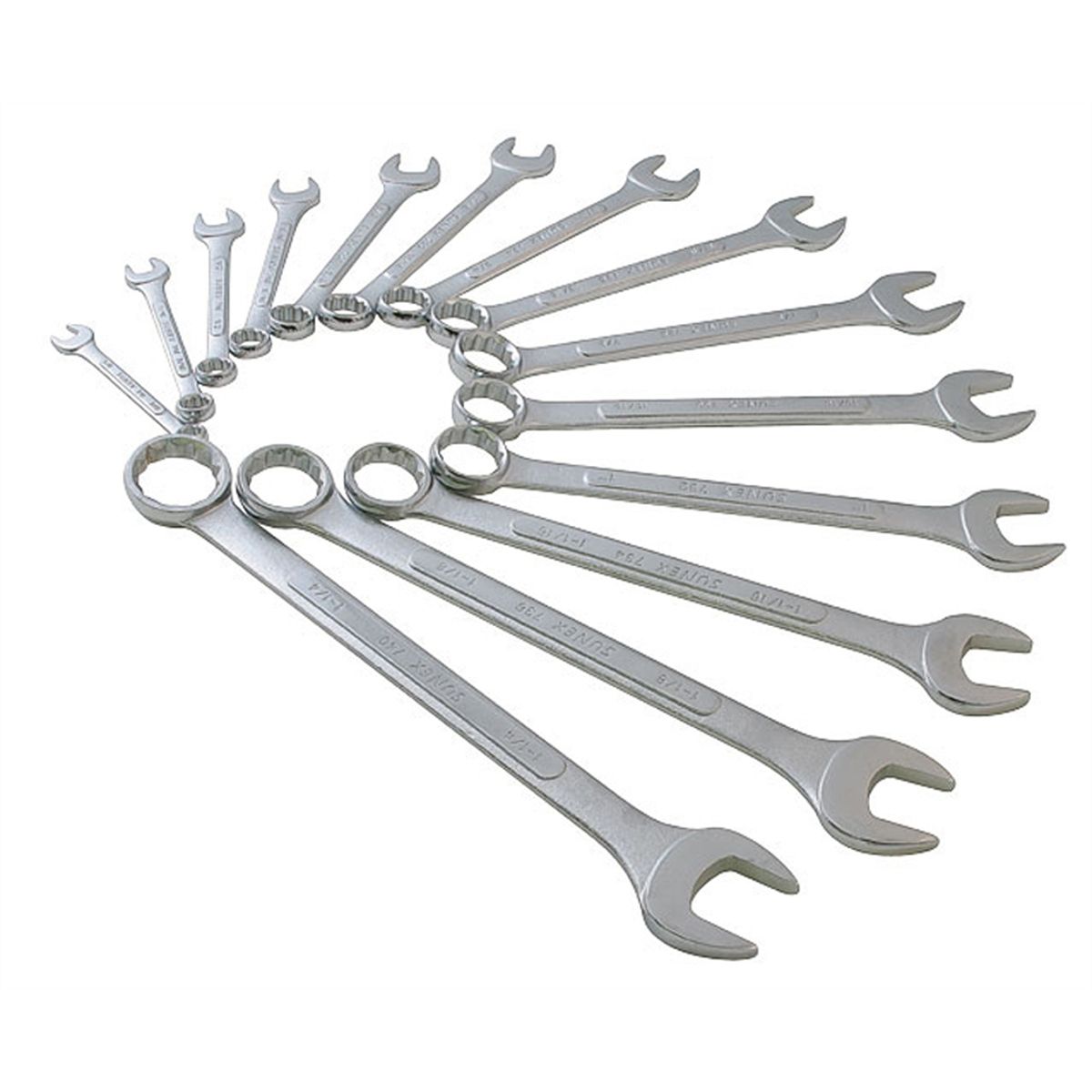 Raised Panel Fractional Combination Wrench Set 14-Pc