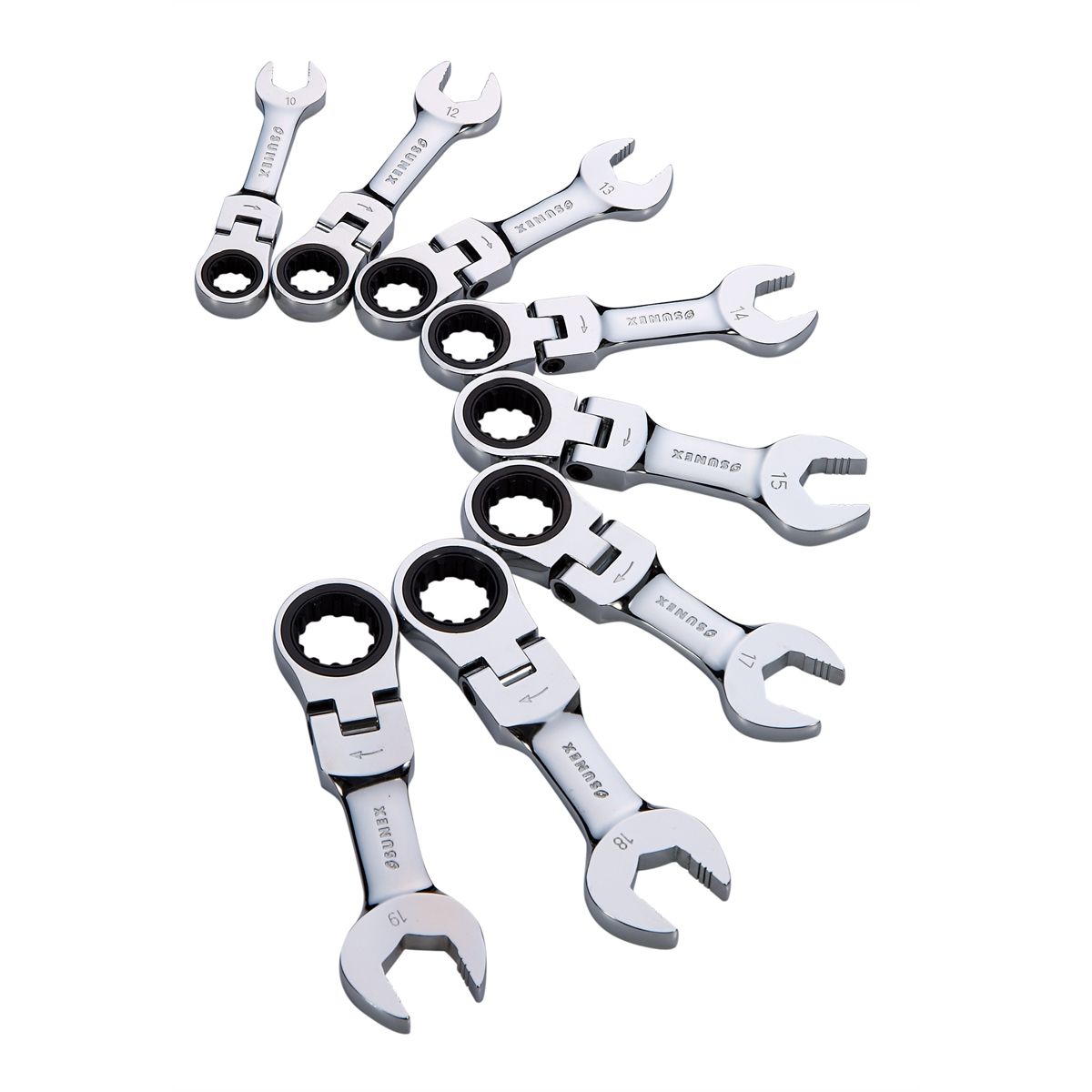 8pc Stubby Flex Head Ratcheting Wrench Set