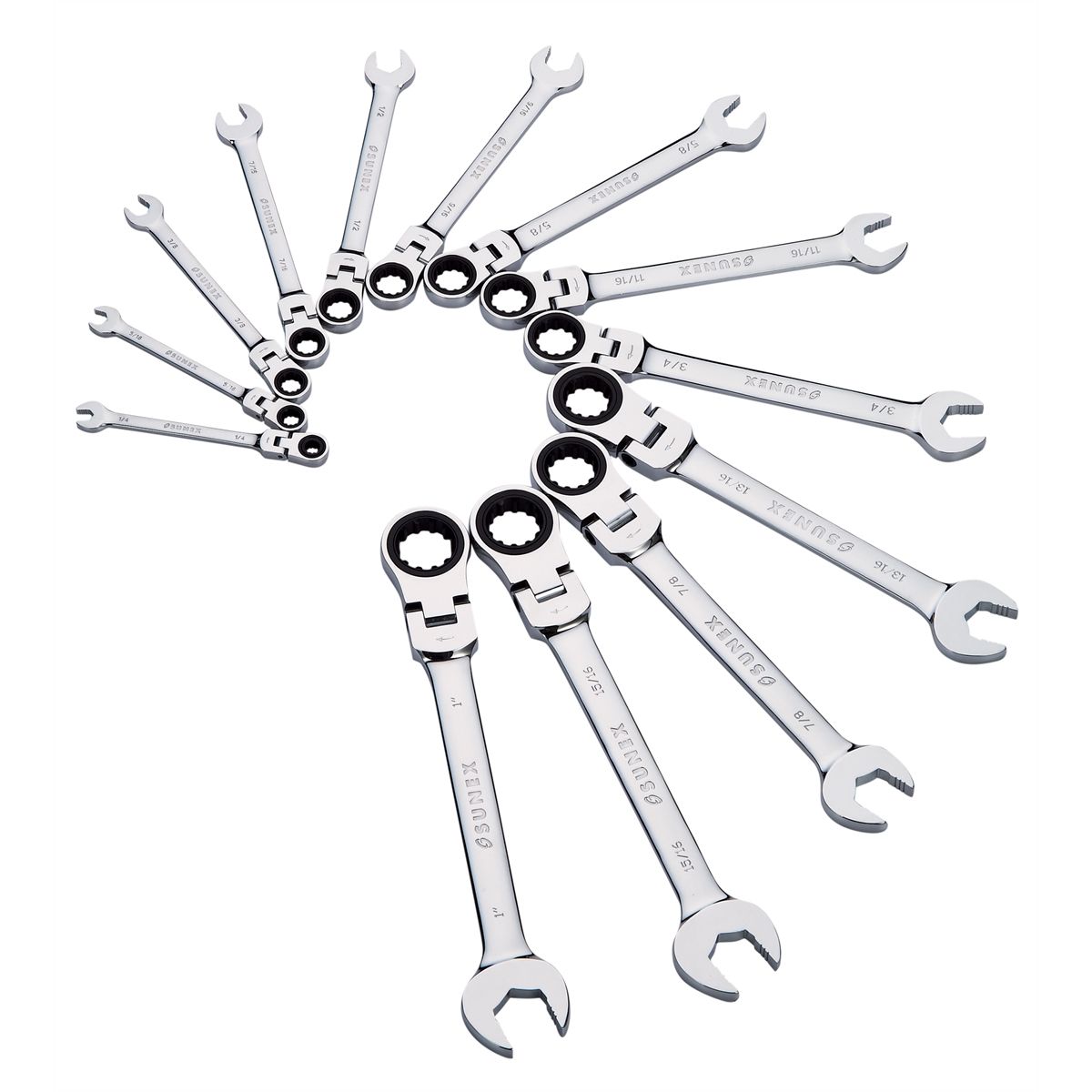 Sunex 13-Piece V-Groove Flex Head SAE Wrench Set
