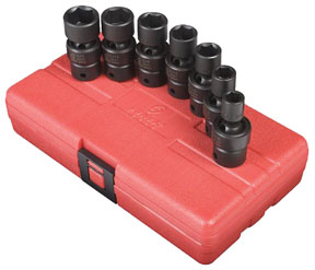 3/8 In Dr 6 Pt Std Swivel Universal Flex SAE Impact Set