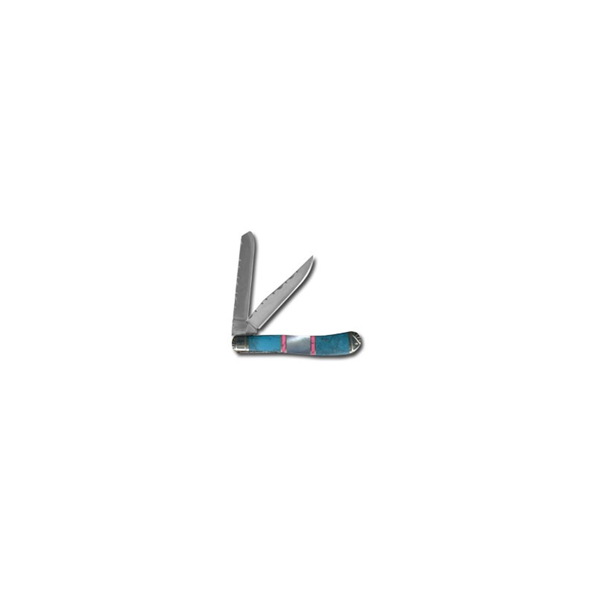 Schrade Custom 2 Blade Trapper with Turquoise and Pearl Ha