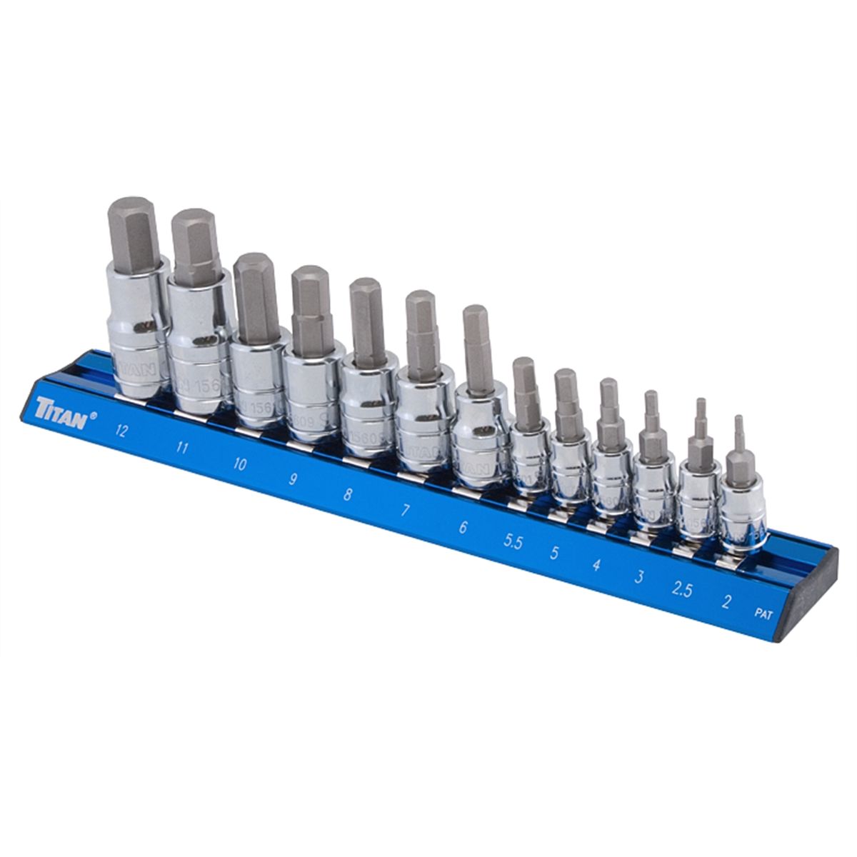 1/4, 3/8, 1/2 In Dr Metric Hex Bit Socket Set - 13-Pc