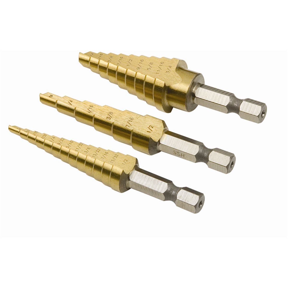 3 Piece Step Drill Set