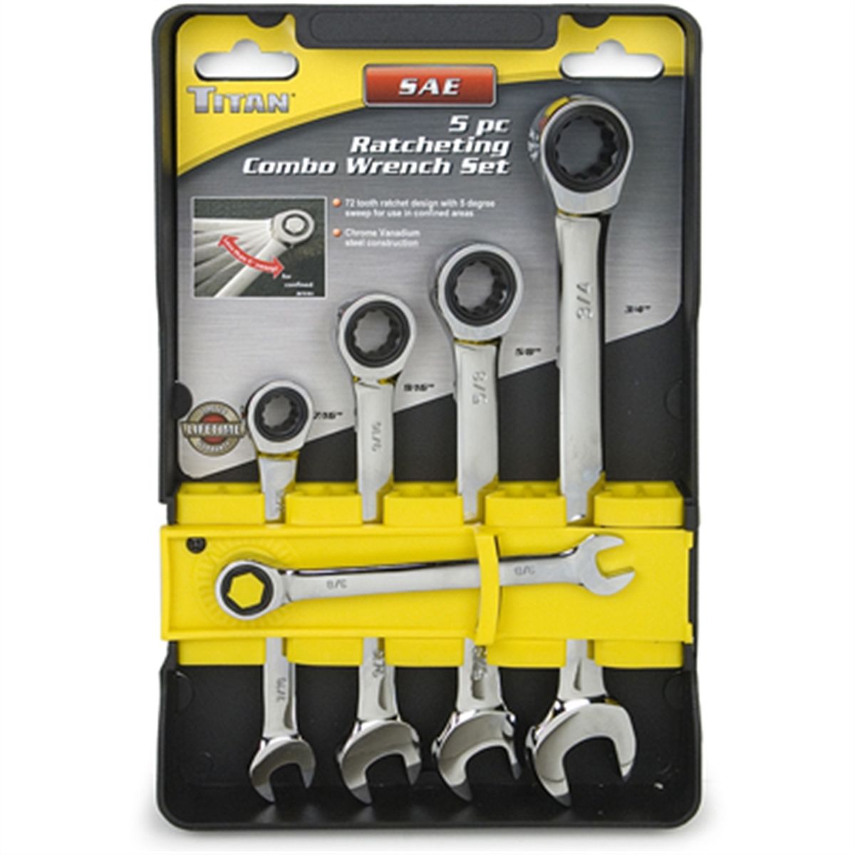 5pc SAE Ratcheting Comb Wr Set