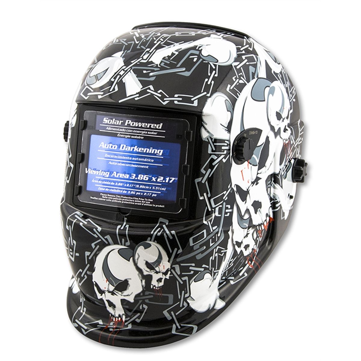 Auto Darkening Welding Helmet - Skulls and Chains