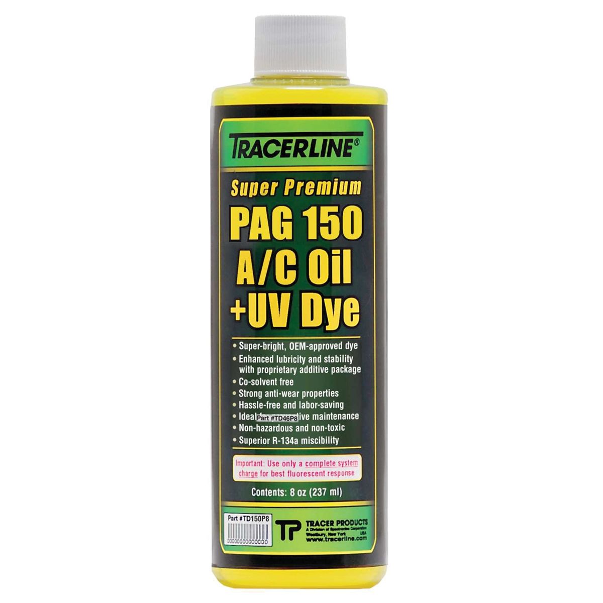 8 OZ BOTTLE PAG 150 A/C OIL W/DYE