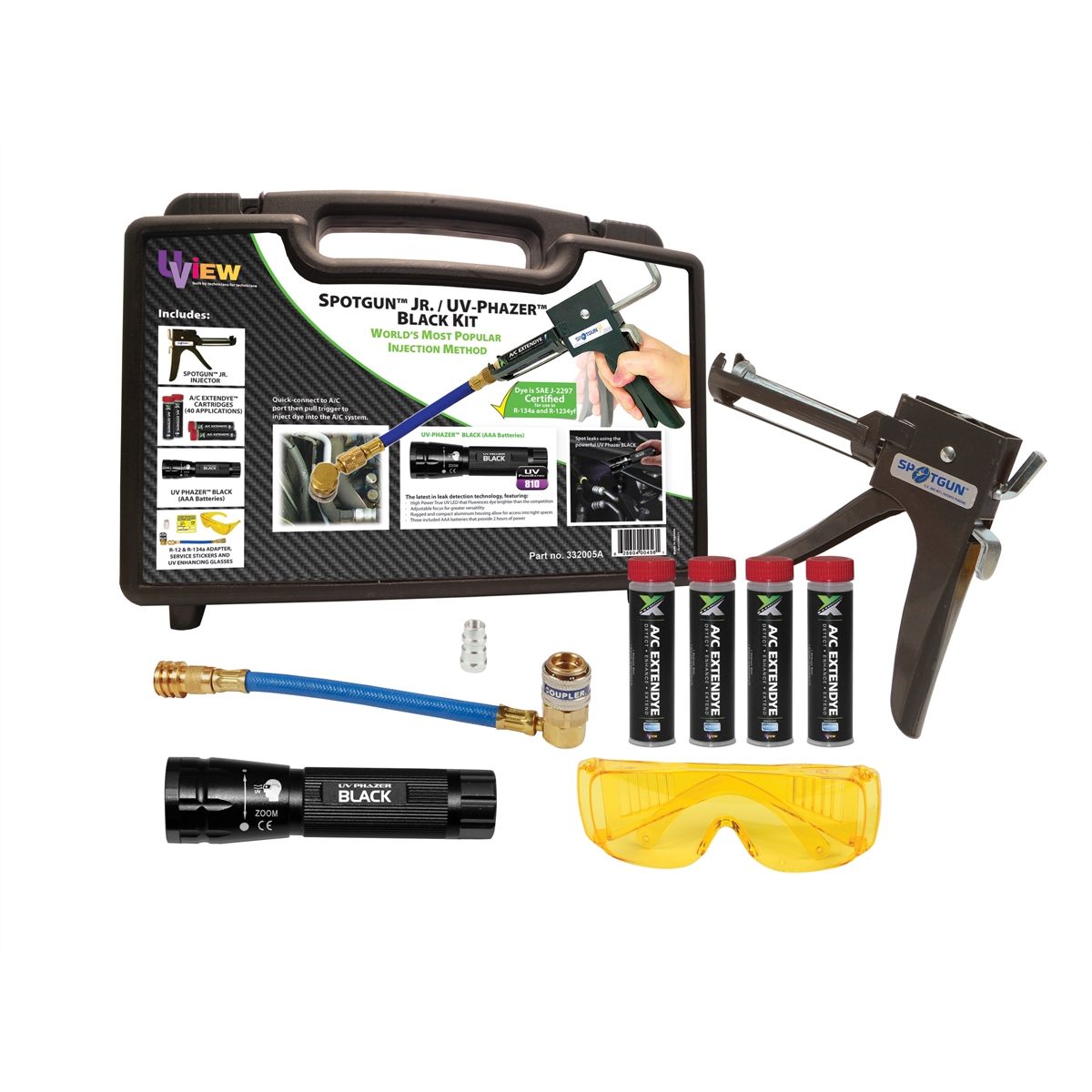 Spotgun Jr. UV Phazer Black Leak Detection Injection Kit w Exten