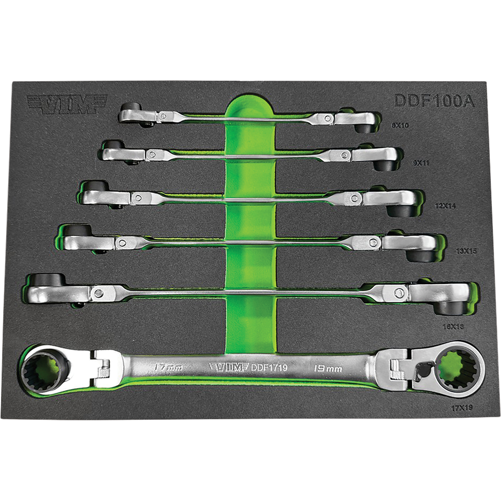VIM Tools 6 Piece Double Deep Spline Flex Head Ratcheting Wr