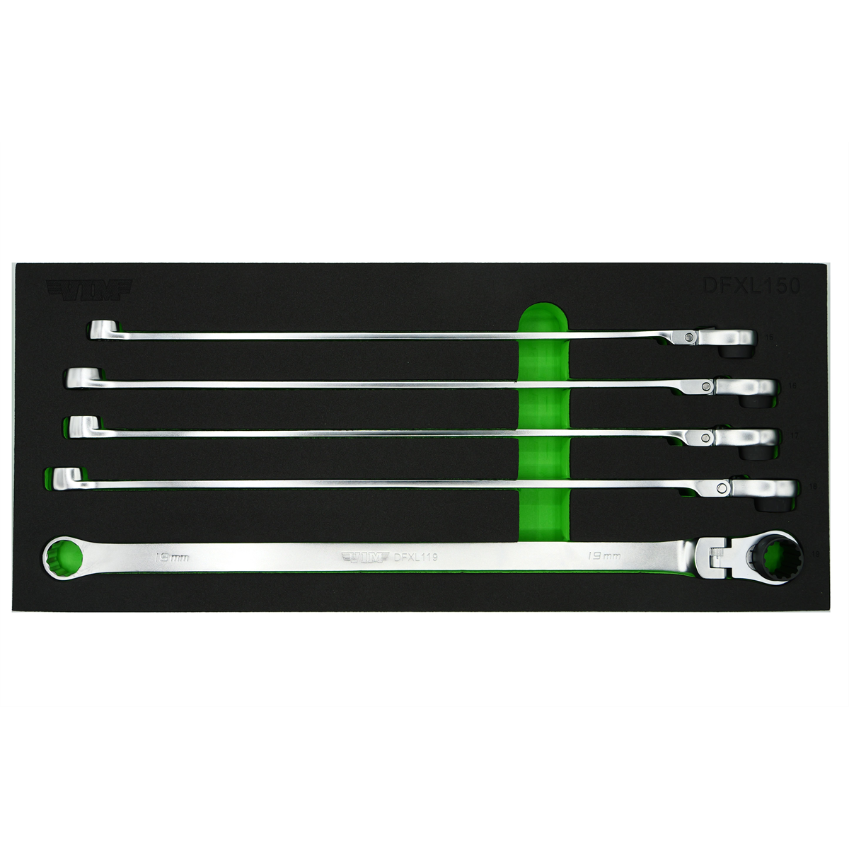 VIM Tools 5 Piece Deep Spline Ratcheting Flex Head Wrench Set (1