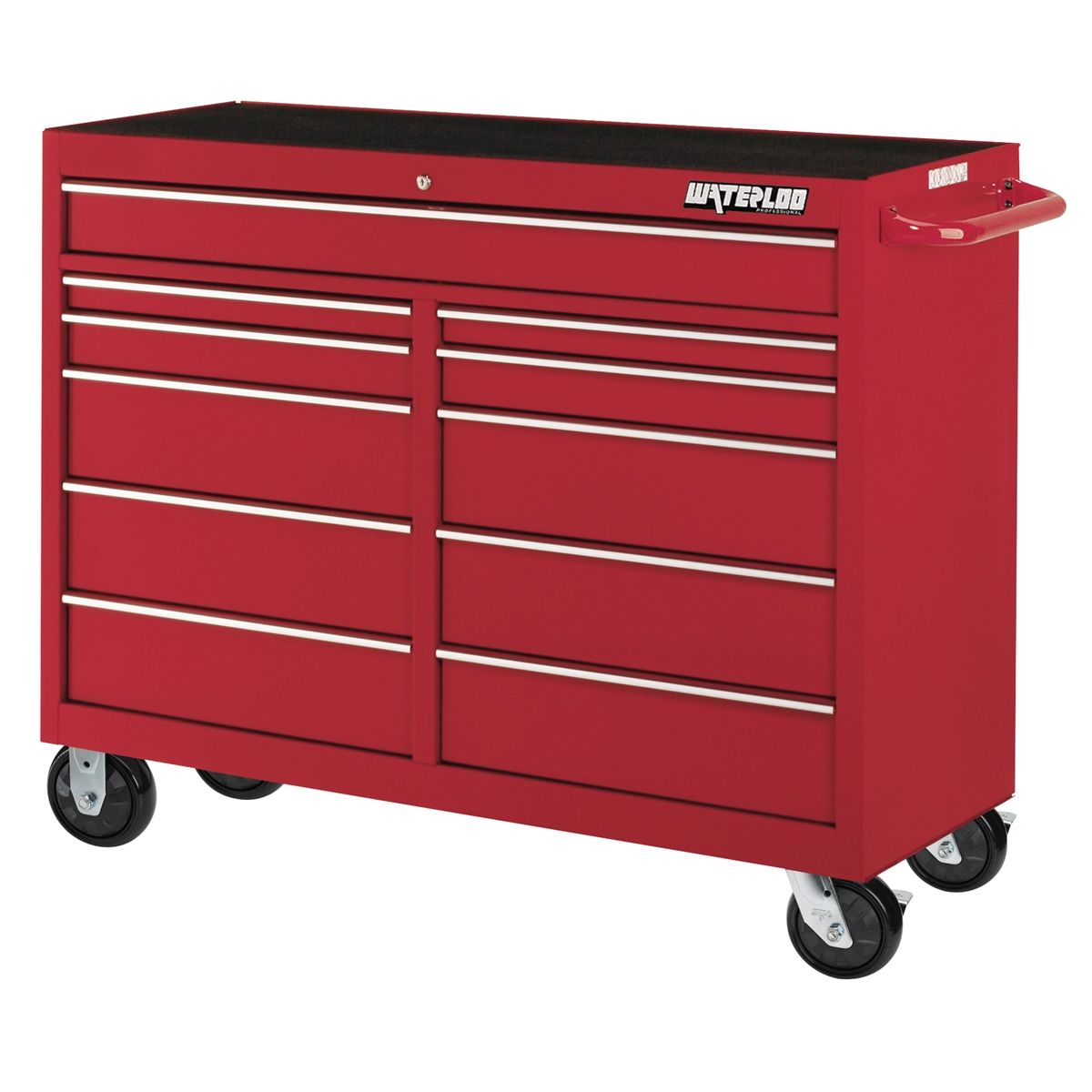 52 In. Red 11-Dwr Tool Cab w/Liners, Upgr Casters
