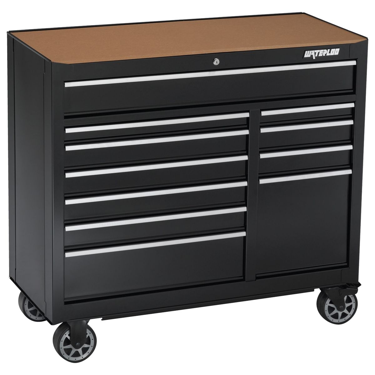 41 In. Black 11-Dwr Tool Cab w/Liners, Upgr Caster
