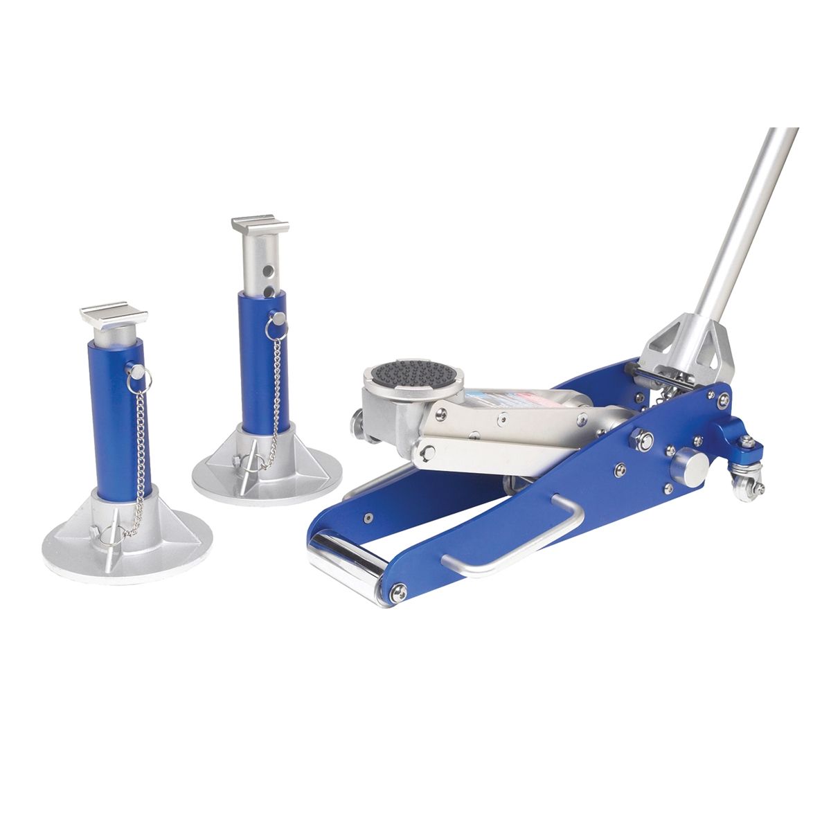 Lightweight 3,000 lb Aluminum Jack & 2 Aluminum Jack Stands