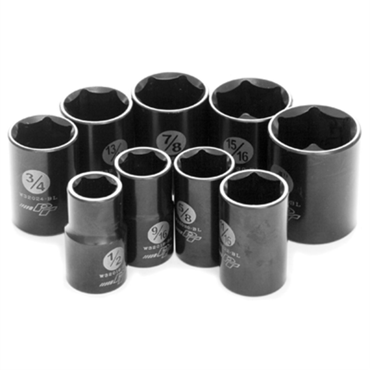 9 Pc 1/2'' Dr SAE Black Laser