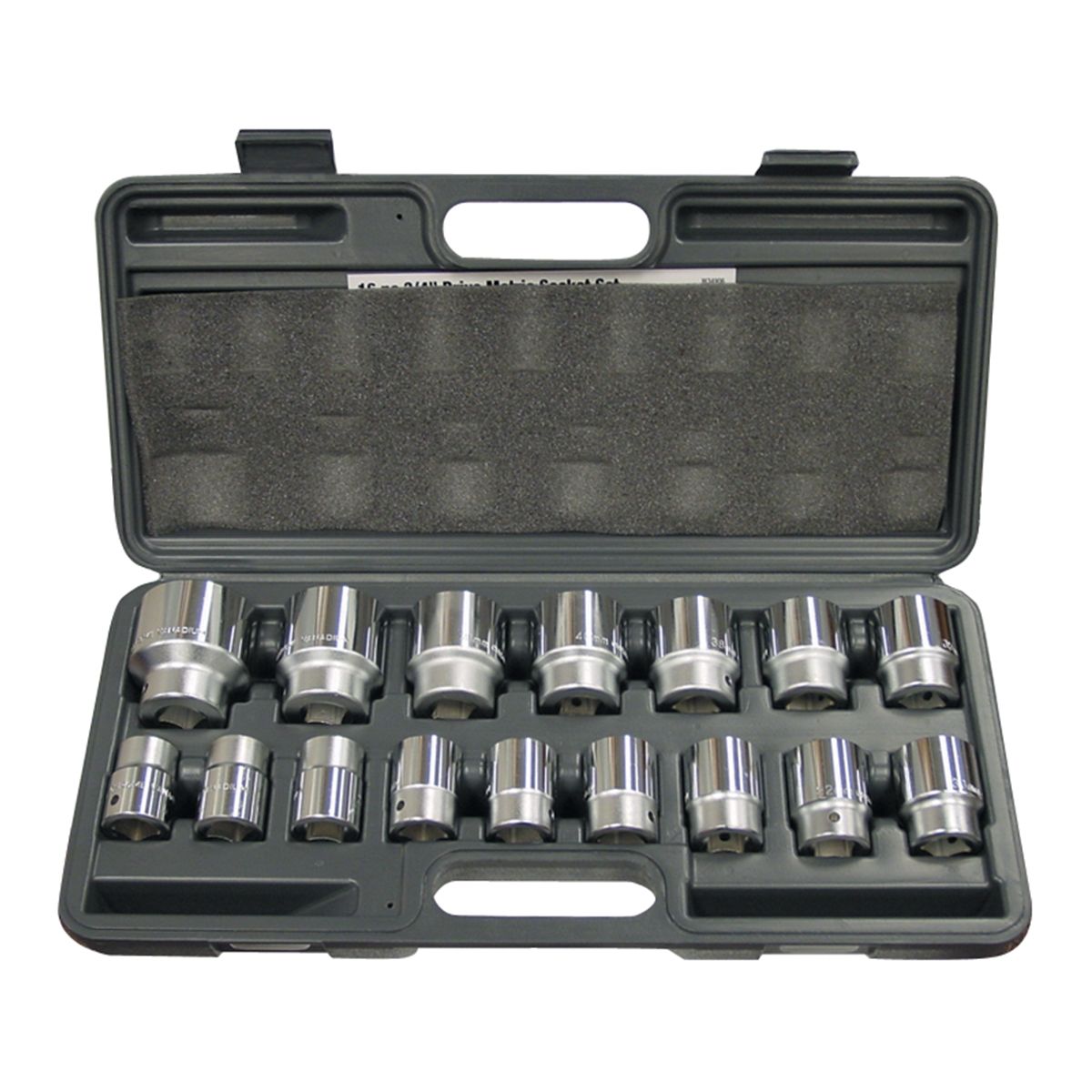 3/4 Inch Drive 12 Pt Metric Socket Set - 16-Pc