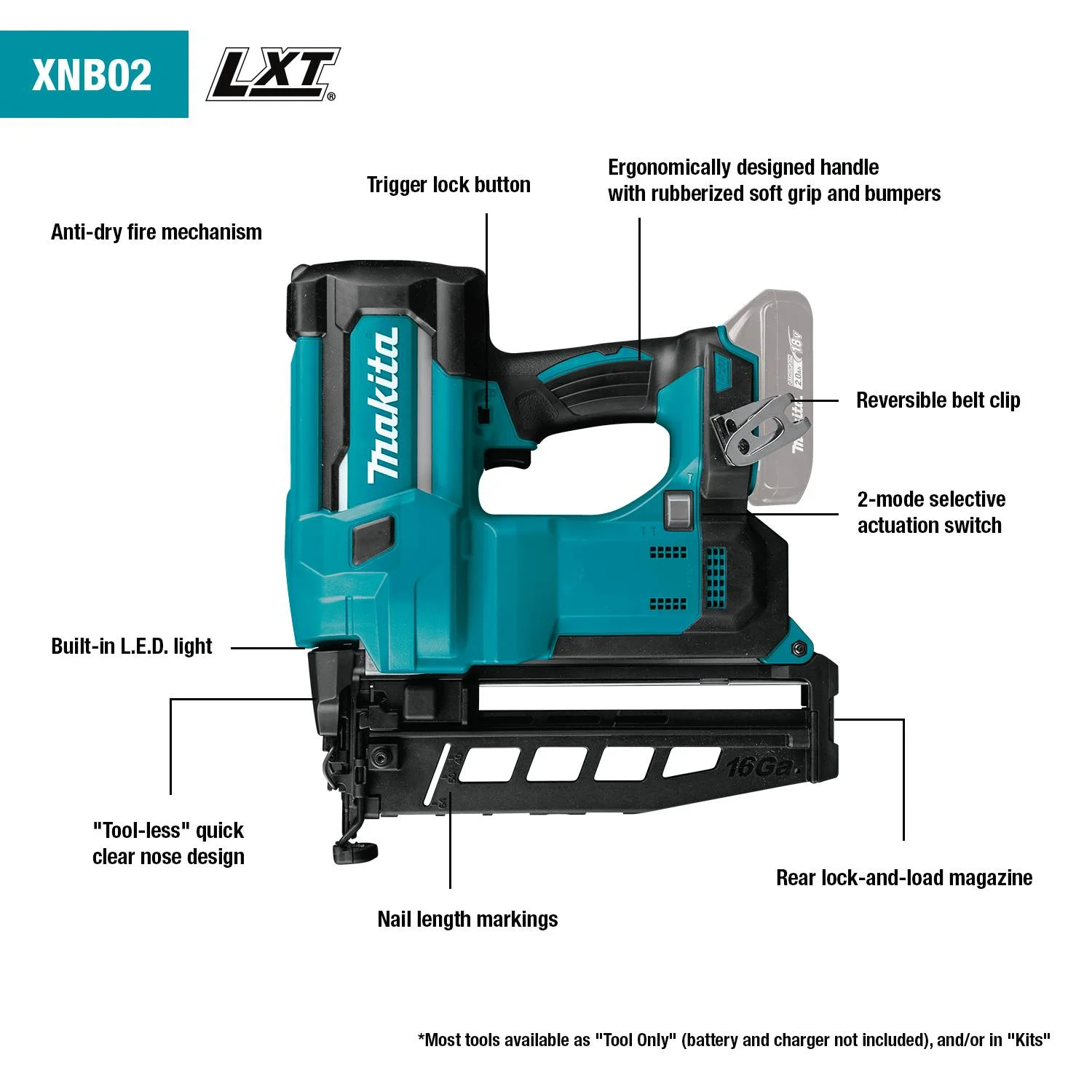 (image for) 18V STRAIGHT FINISH NAILER 16 GAUGE