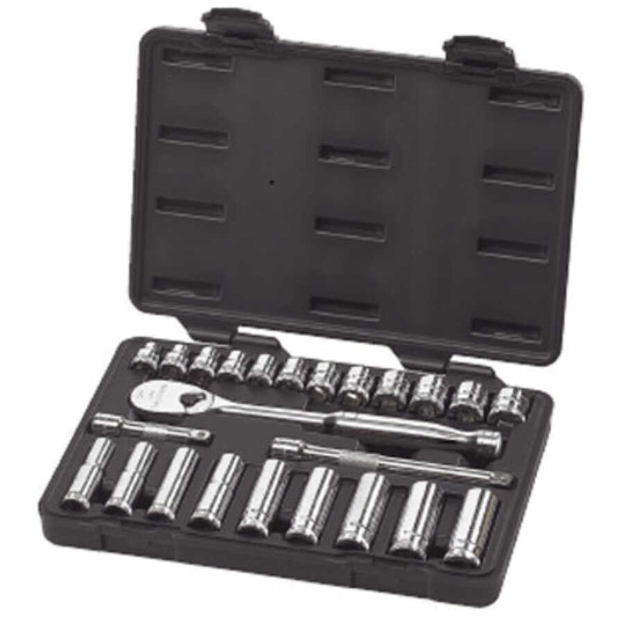 3/8 In Dr Metric 6 and 12 Point Socket Set - 24-Pc