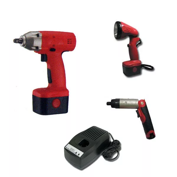 3/8" 9.6V Impact Wrench, 9.6V Flashlight w/ 2 Batteries, C