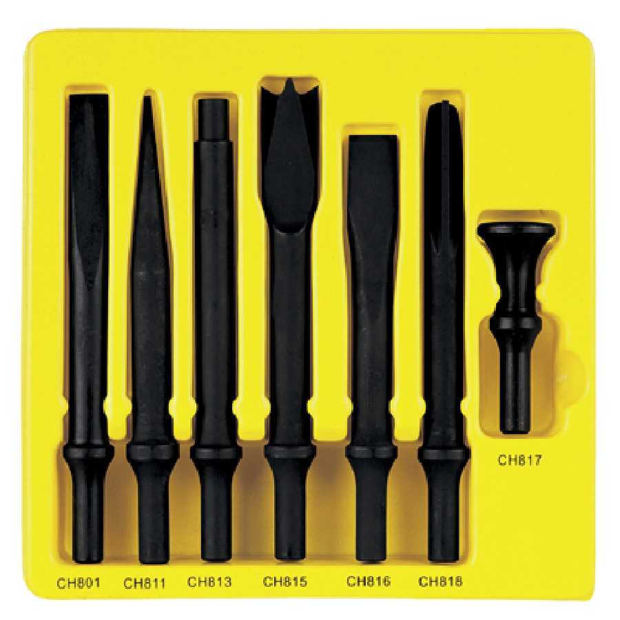 Heavy Duty General Service Chisel Set .498 Shank - 7-Pc