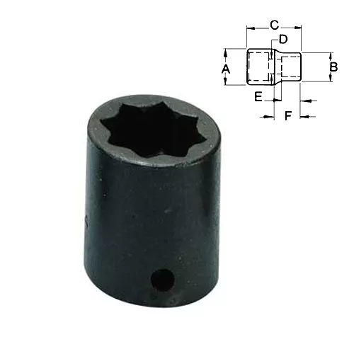 1/2 In Drive 8 Point Impact Socket - 1 In