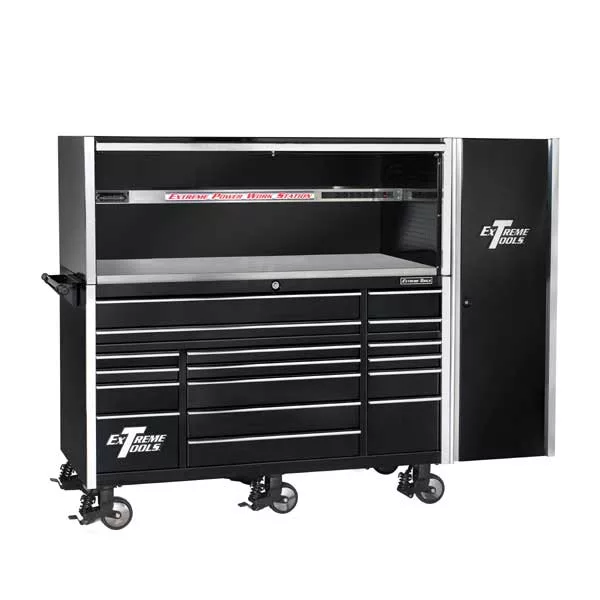72 In Professional Triple Bank Hutch/Cabinet/Side Combo - Black
