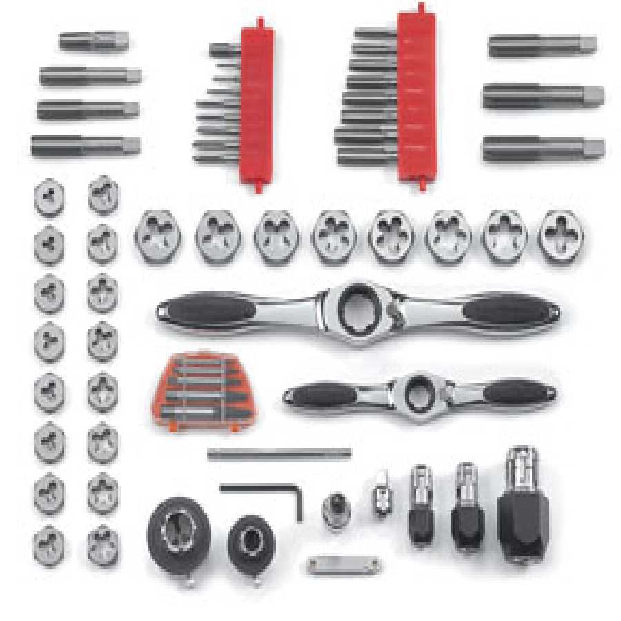 Large Metric Ratcheting Tap and Die Set - 65-Pc