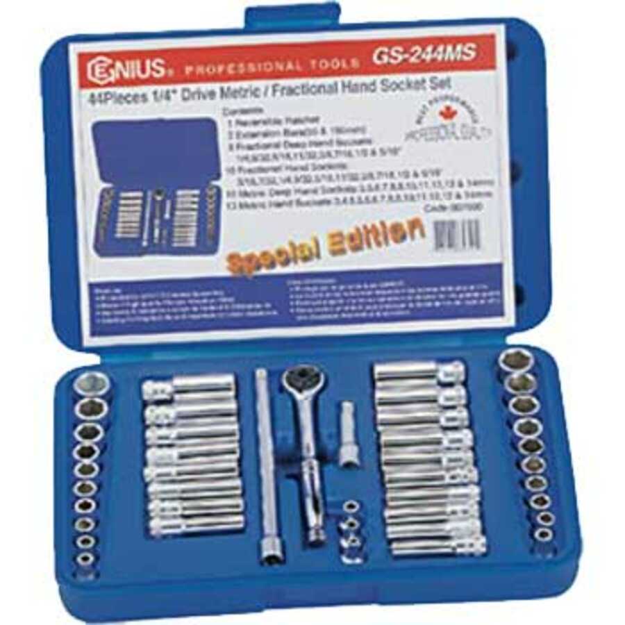 Genius Tools 1//4/" Drive Deep Metric Hand Socket 4mm to 14mm