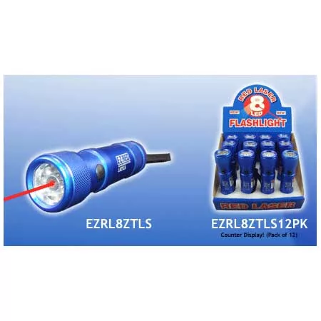 c. 8 Laser LED Flashlight - 12/Pk Counter Display