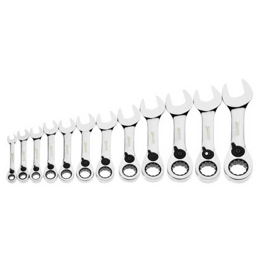 12 pc Metric Stubby Reversible Ratcheting Combination Wrench Set
