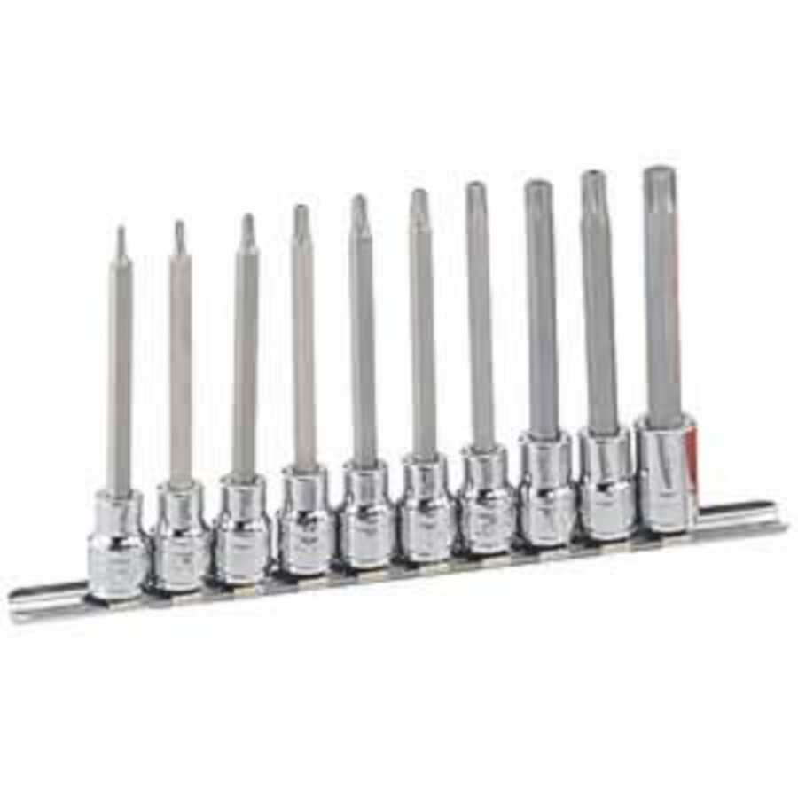 3/8" Drive Tamperproof Star Bit Socket Set - 110mm L - 10-Pc