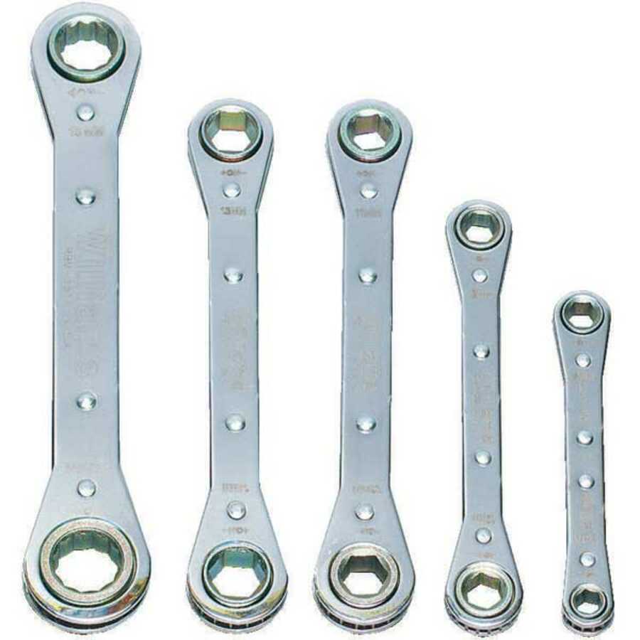 6 & 12 Point Metric Ratcheting Box Wrench Set - 5-Pc