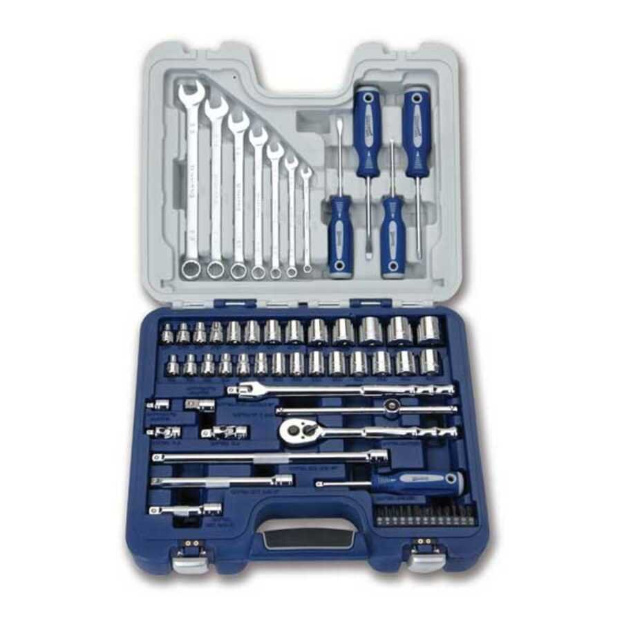 3/8 In Dr Socket Screwdriver and Wrench Set - 63-Pc