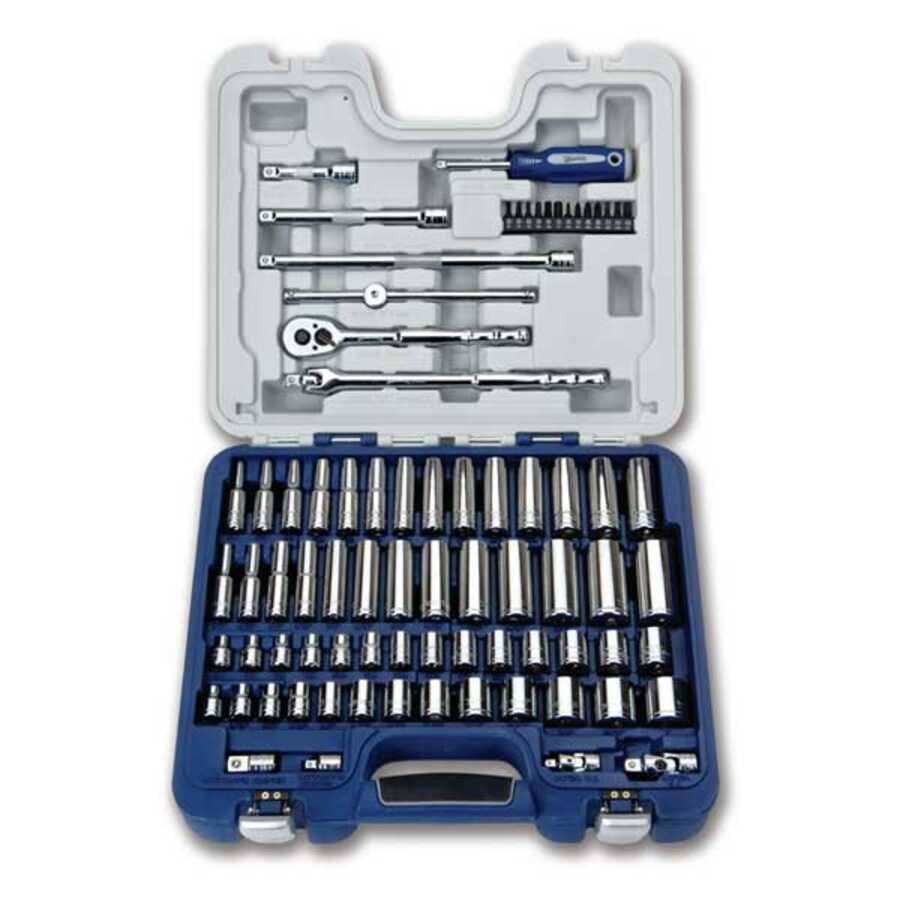 3/8 Inch Drive 6 & 12 Pt Deluxe Tool Set w 1/4" Hex Drive Screwd