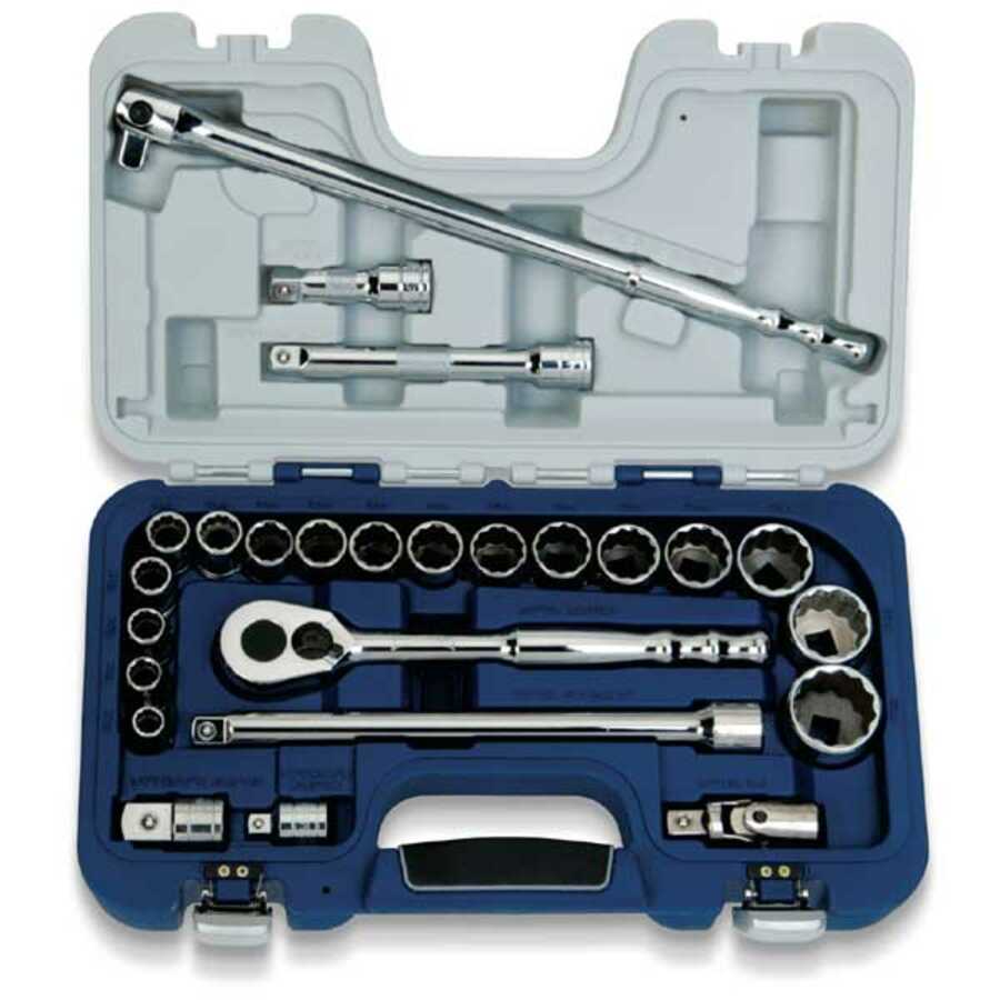 1/2 In Dr 12-Pt Metric Basic Tool Set w/ Rugged Case - 25-Pc