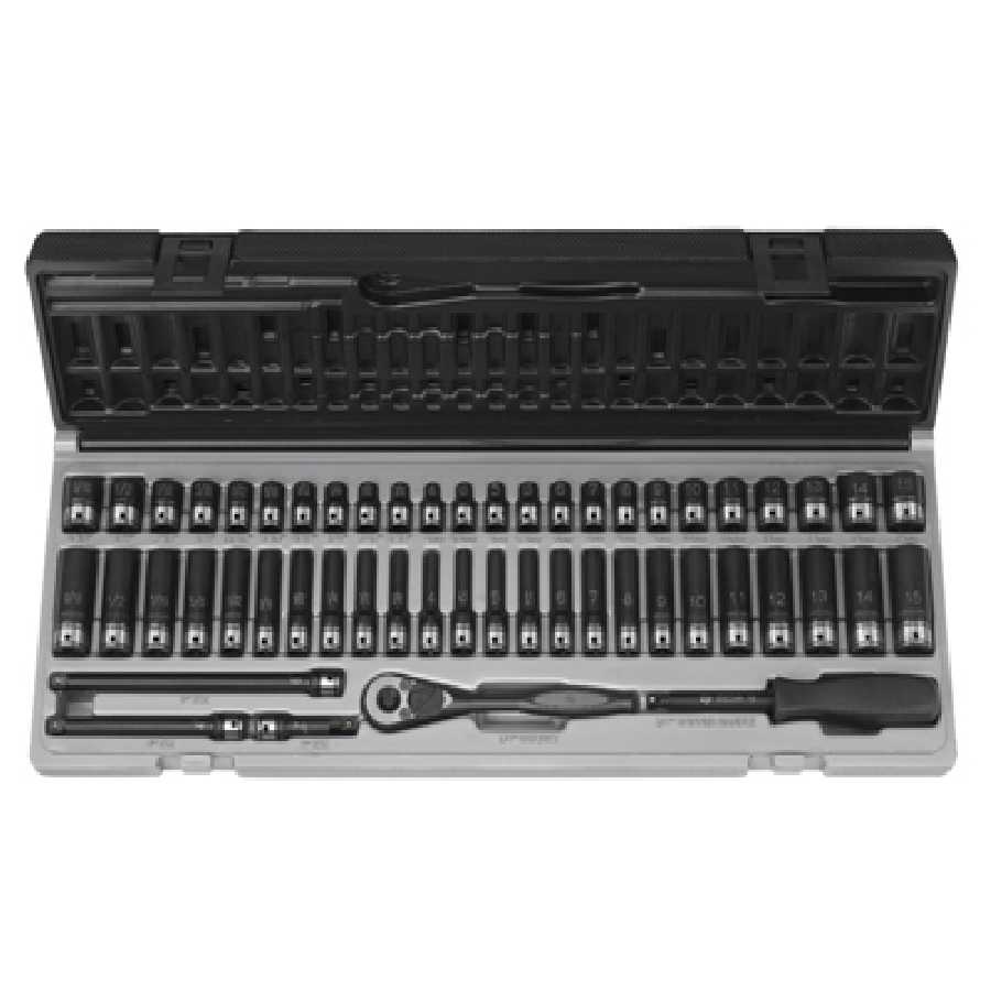1/4 In Dr Std & Deep Fractional & Metric Duo Socket Set - 53-Pc