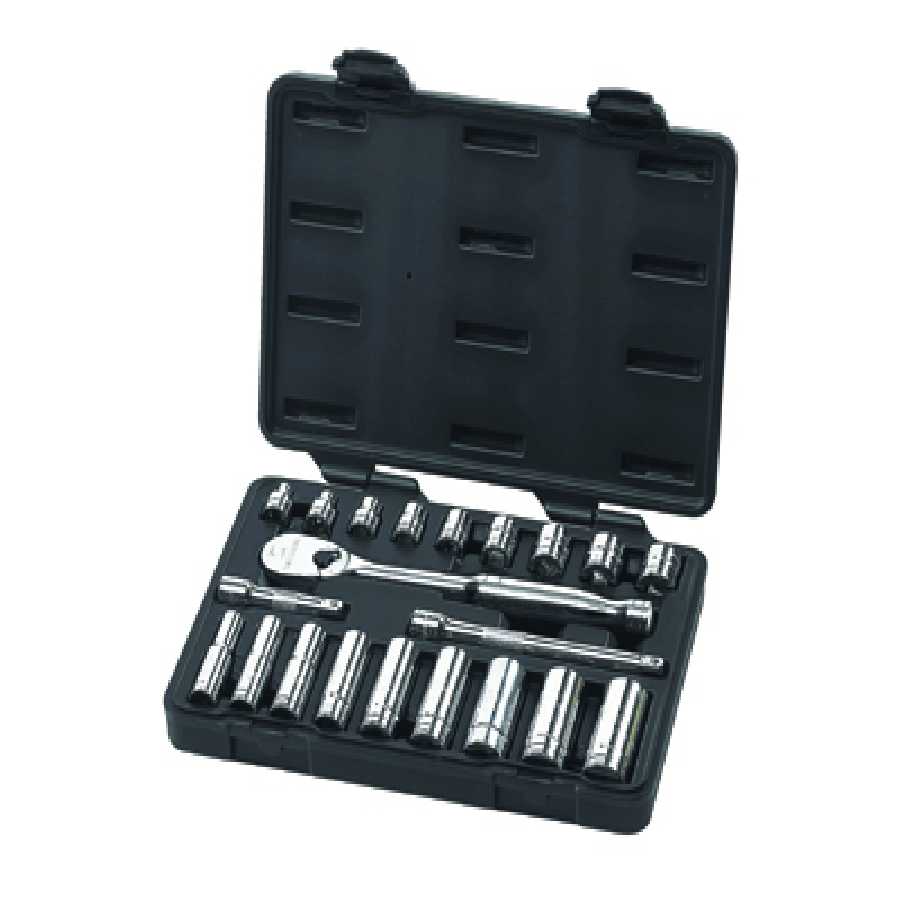 3/8 In Dr 6 & 12-Pt Socket Set - 21-Pc