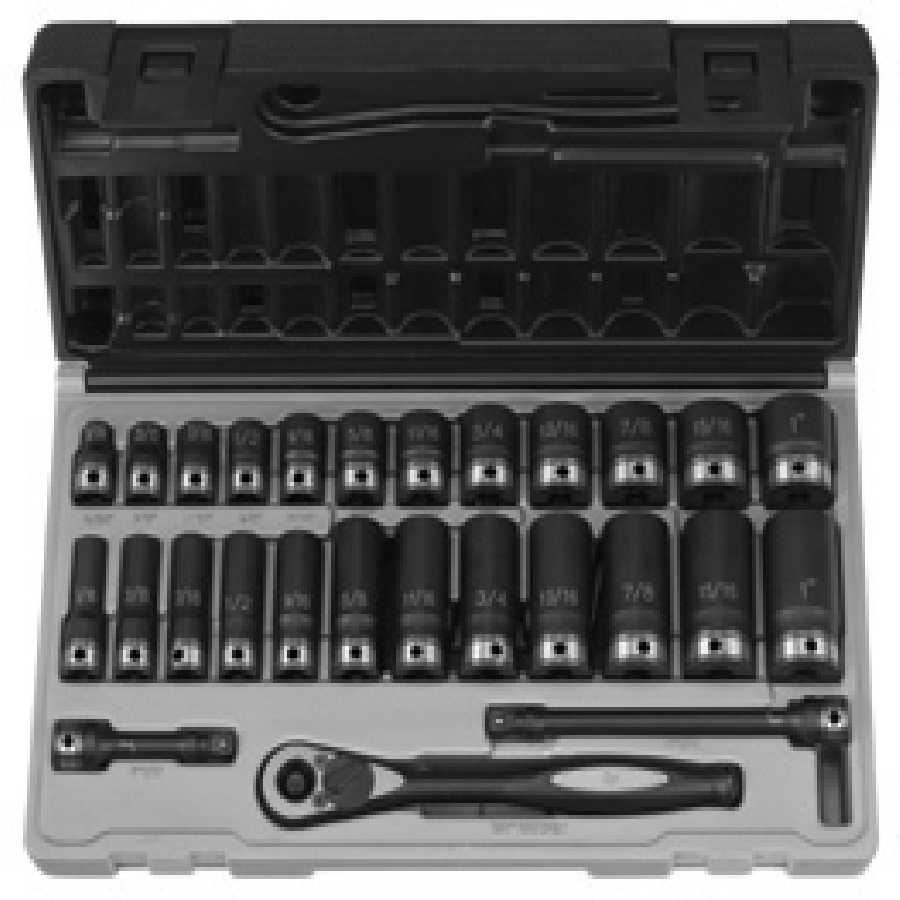 3/8 In Dr 6-Pt Std & Deep Fractional Duo-Socket Set - 27-Pc