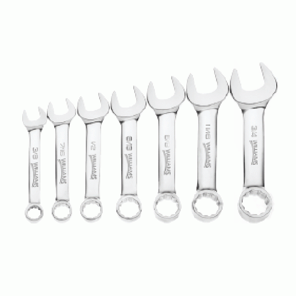 Stubby 12 Point Fractional Combination Wrench Set - 7-Pc