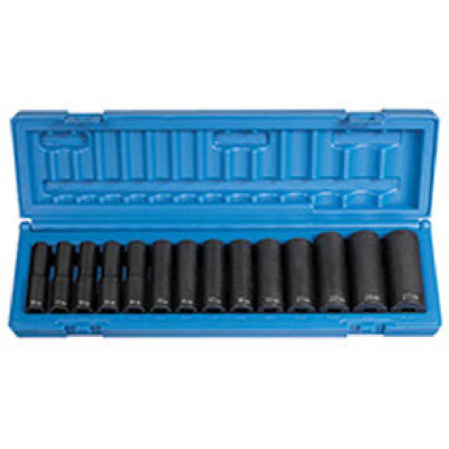 Grey Pneumatic 1412MD 1/2" Deep Metric Impact Socket Set 14-Pc