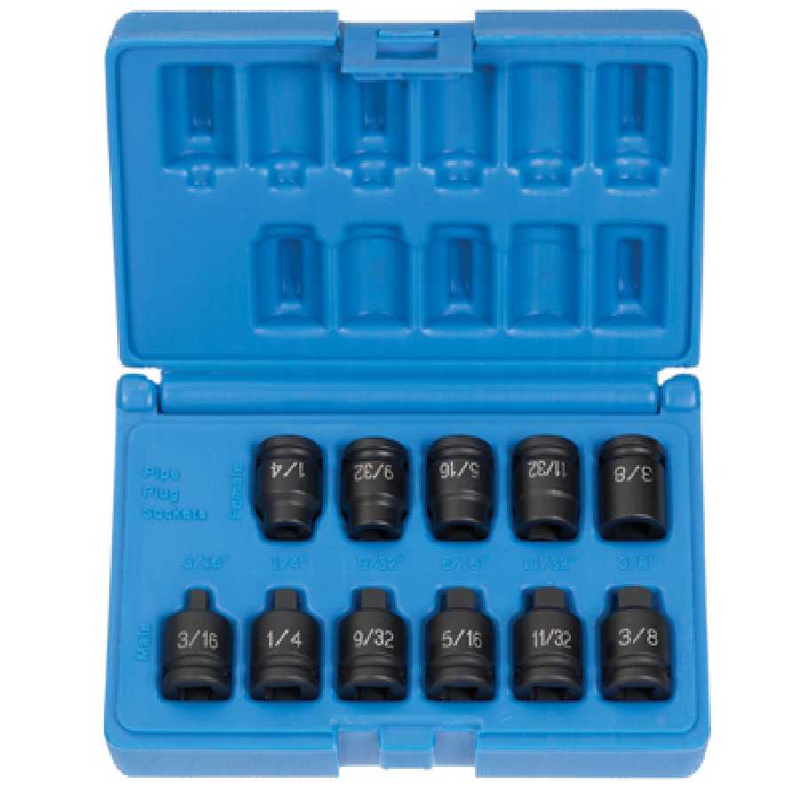 3/8 In Dr Pipe Plug Impact Socket Set - 11-Pc