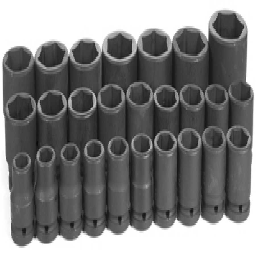 3/4 In Dr Std Metric 6 Pt Impact Socket Set - 26-Pc